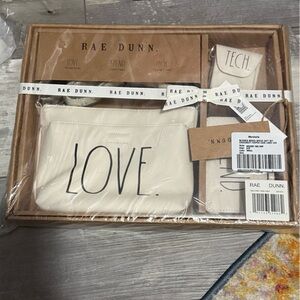 Rae Dunn Cream Pouch Set with Black Text